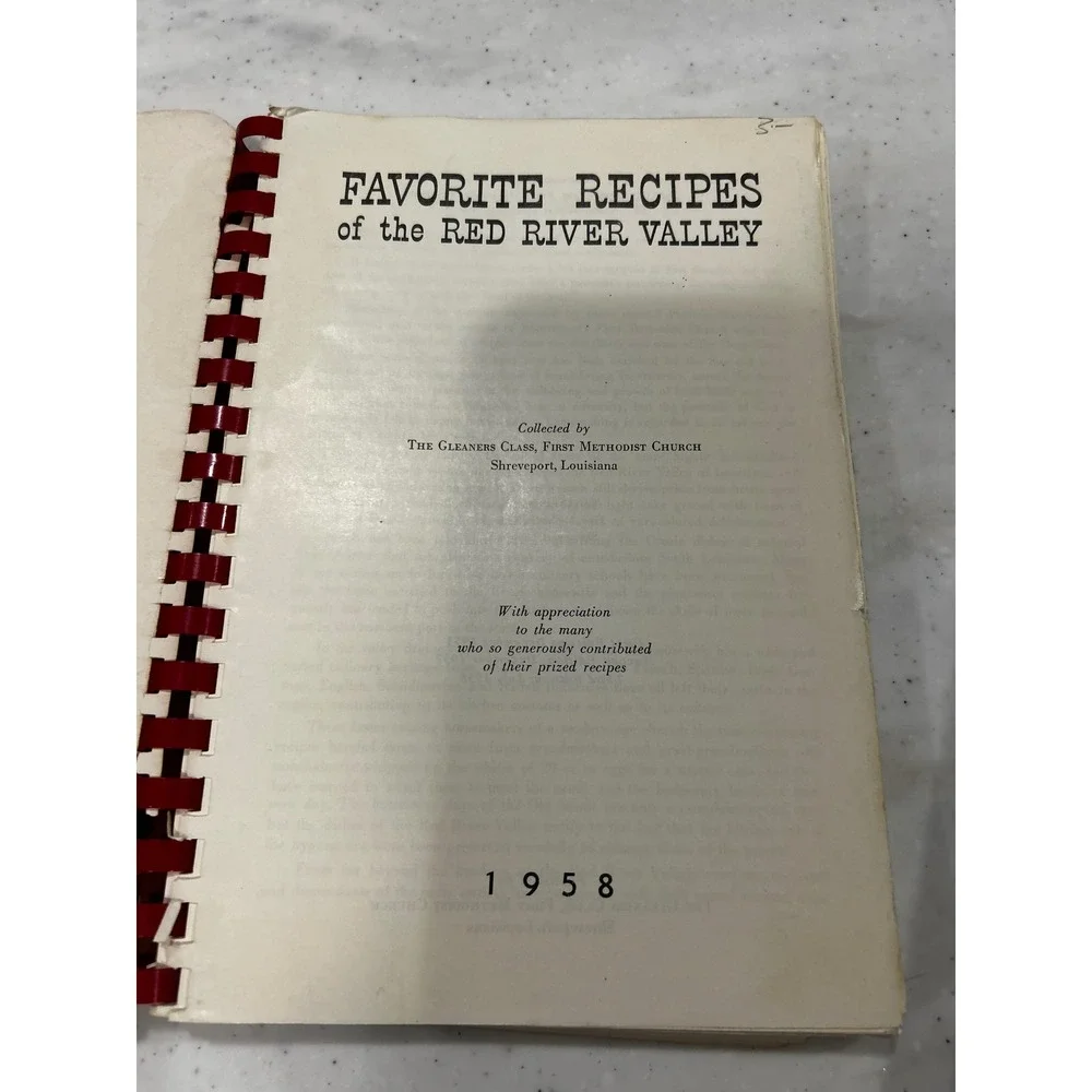 Vintage 1958 Favorite Recipes of the Red River Valley Cookbook Shreveport CHURCH